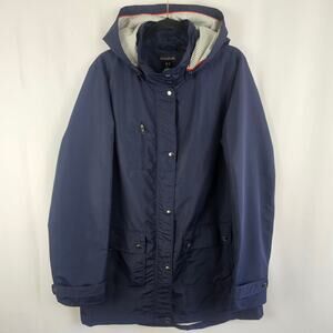 Long Tall Sally Women's 14 Tall Navy Hooded Rain Jacket Parka Coat Minimalist